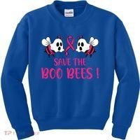 Save The Boobees Boo Bees Breast Cancer Halloween Gift Kids Sweatshirt thumb 0