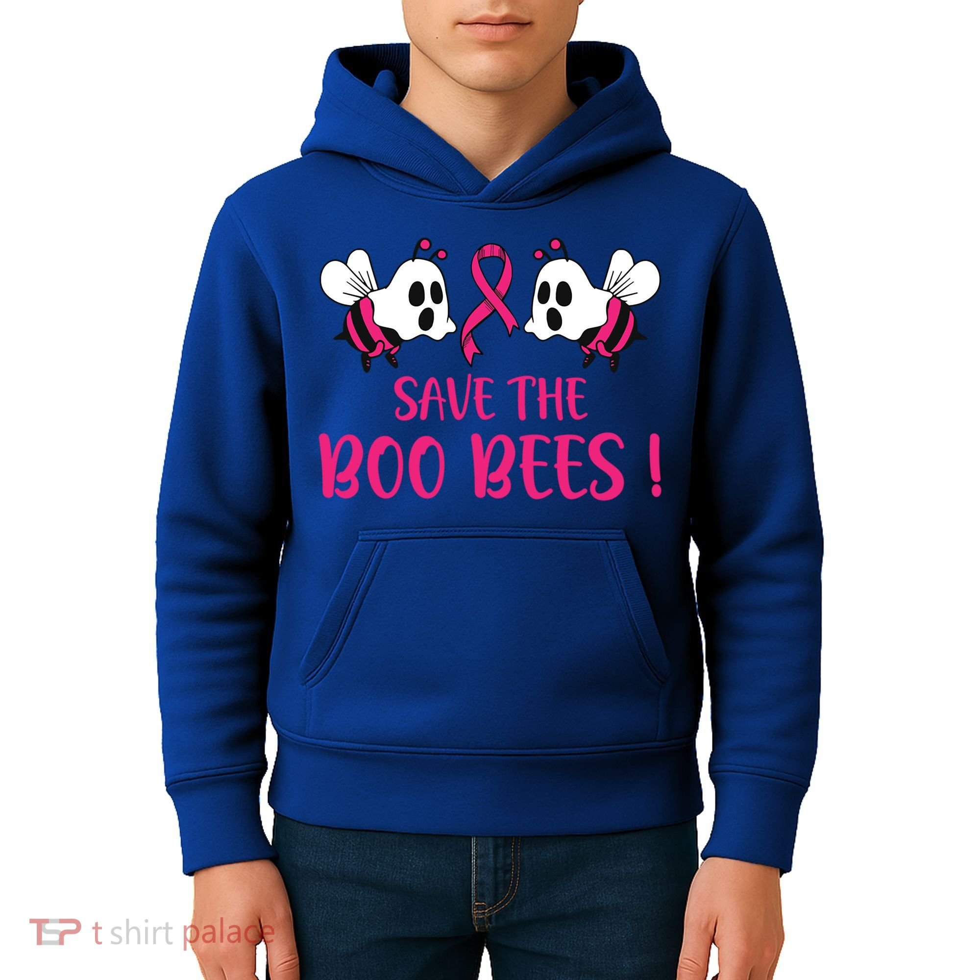 Save The Boobees Boo Bees Breast Cancer Halloween Gift Kids Hoodie