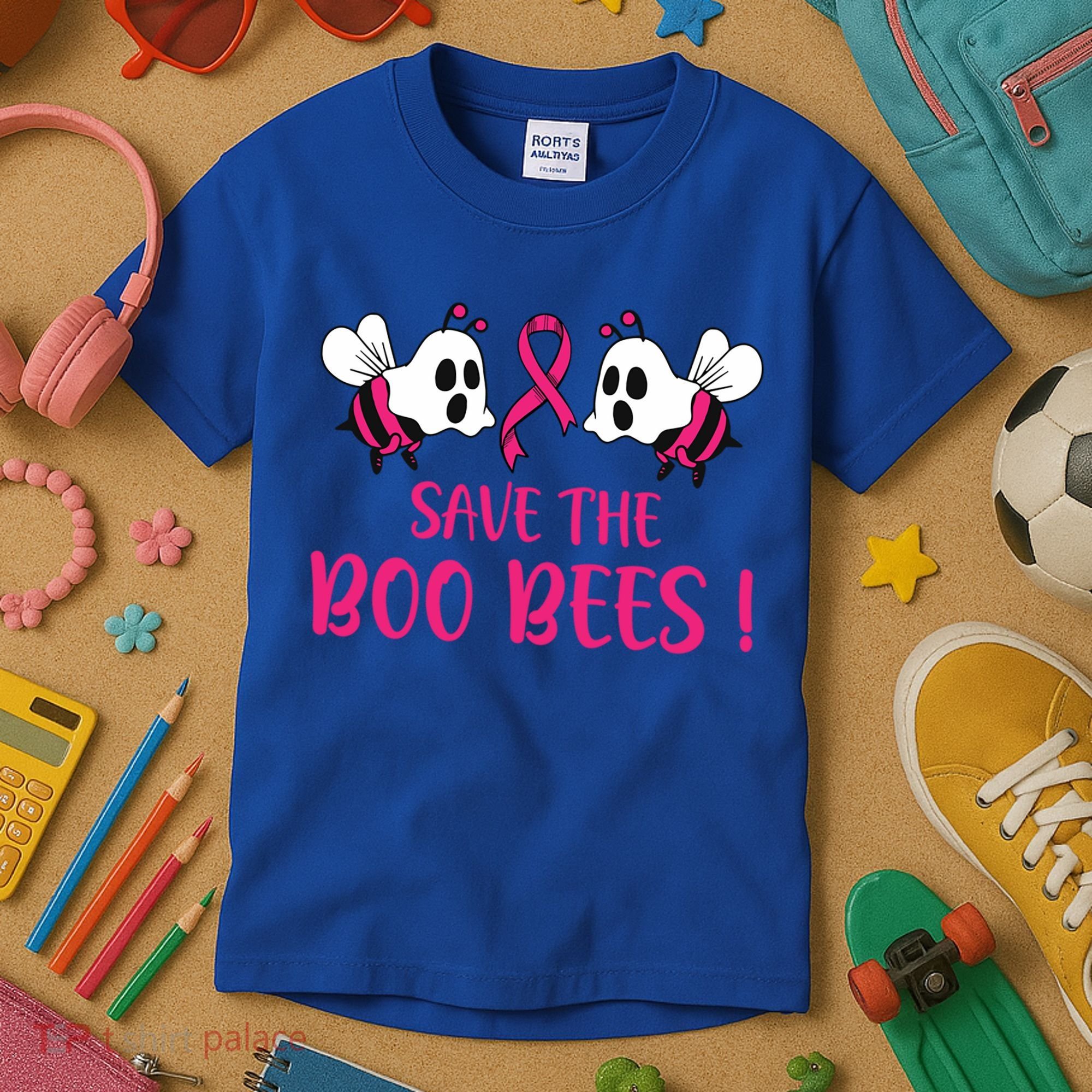 Save The Boobees Boo Bees Breast Cancer Halloween Gift Kids T-Shirt