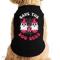 Save The Boo Bees Funny Halloween Breast Cancer Awareness Doggie Tank thumb 0