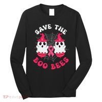 Save The Boo Bees Funny Halloween Breast Cancer Awareness Long Sleeve Shirt thumb 0