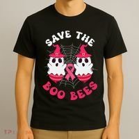 Save The Boo Bees Funny Halloween Breast Cancer Awareness T-Shirt thumb 3