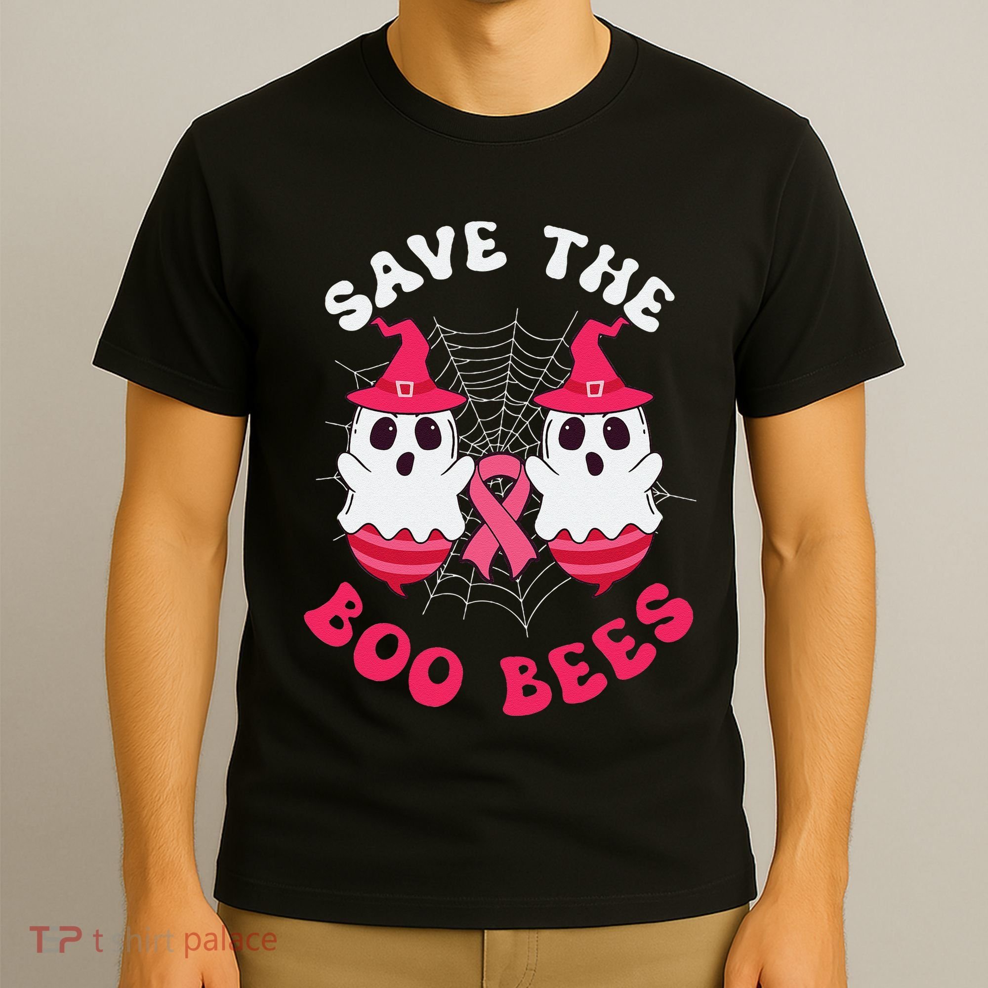 Save The Boo Bees Funny Halloween Breast Cancer Awareness T-Shirt