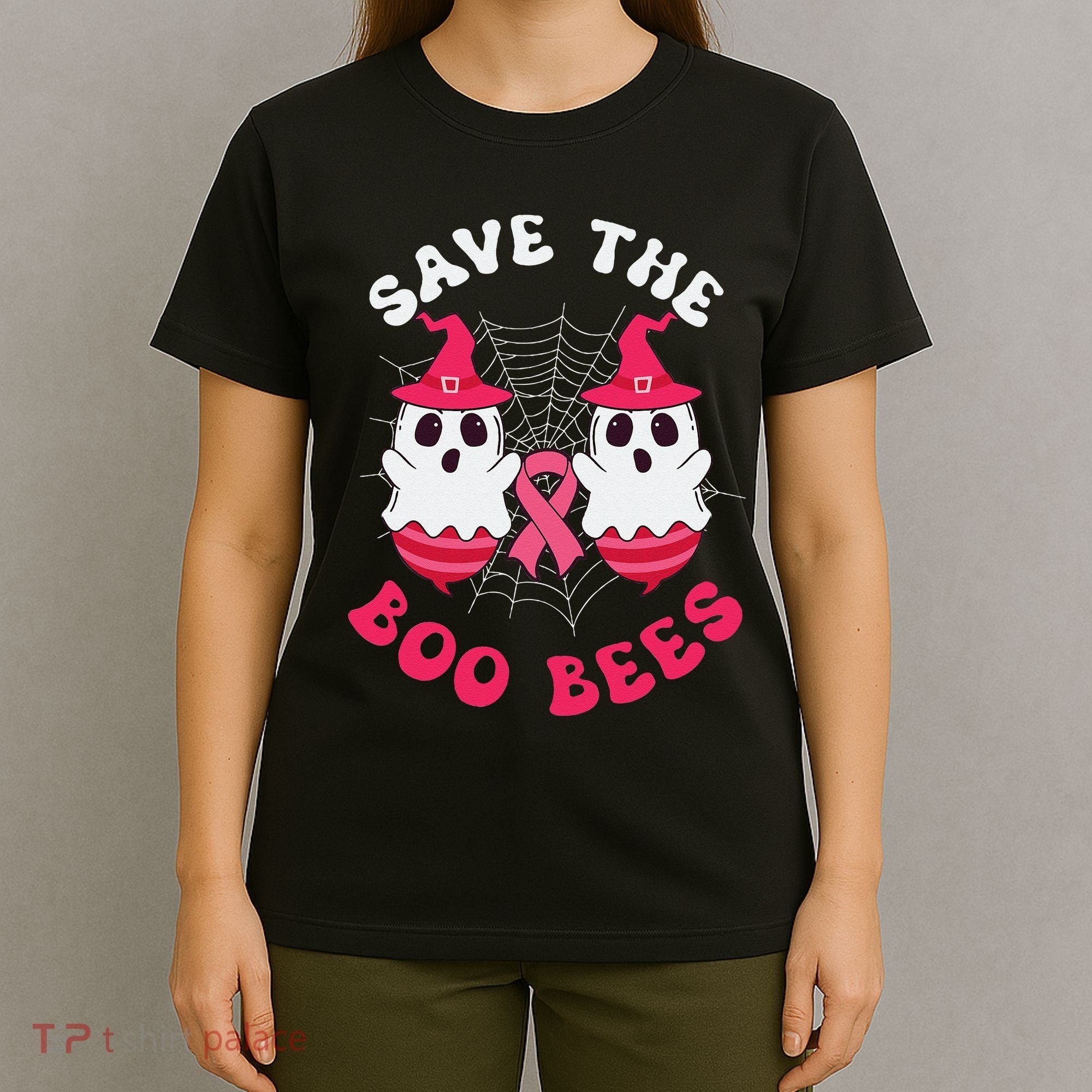 Save The Boo Bees Funny Halloween Breast Cancer Awareness T-Shirt