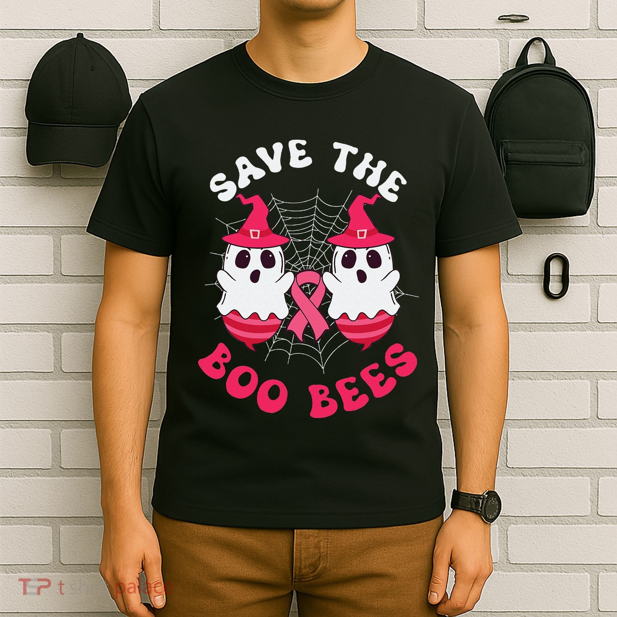 Save The Boo Bees Funny Halloween Breast Cancer Awareness T-Shirt