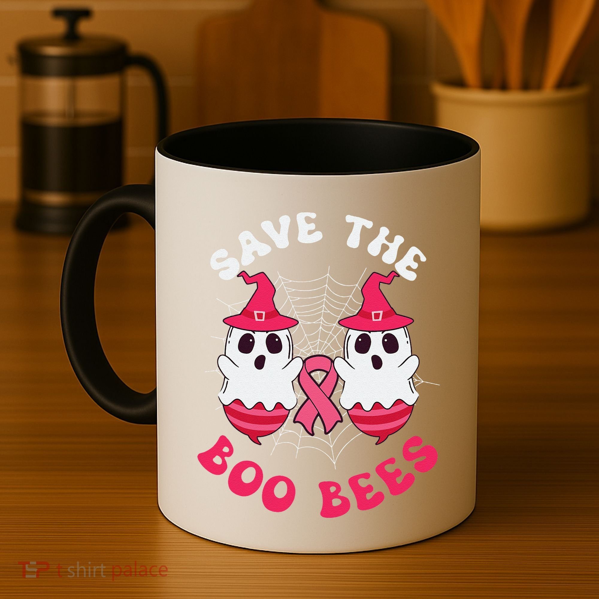 Save The Boo Bees Funny Halloween Breast Cancer Awareness Coffee Mug