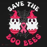 Save The Boo Bees Funny Halloween Breast Cancer Awareness Women's Hoodie thumb 2