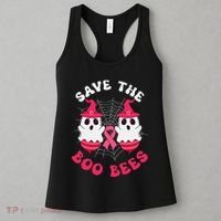 Save The Boo Bees Funny Halloween Breast Cancer Awareness Women's Tank Top thumb 3