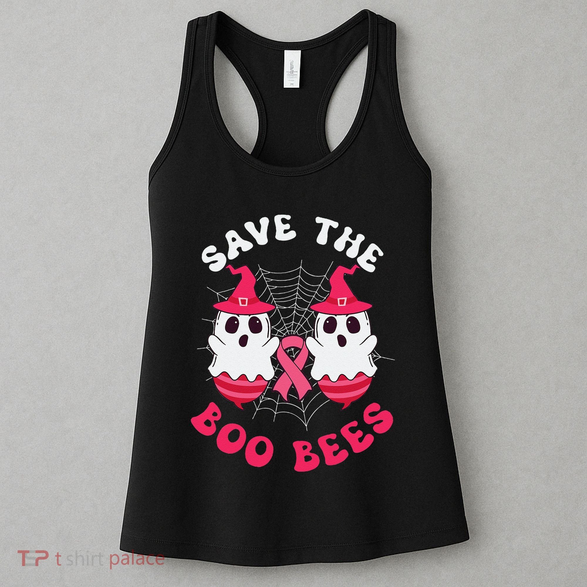 Save The Boo Bees Funny Halloween Breast Cancer Awareness Women's Tank Top