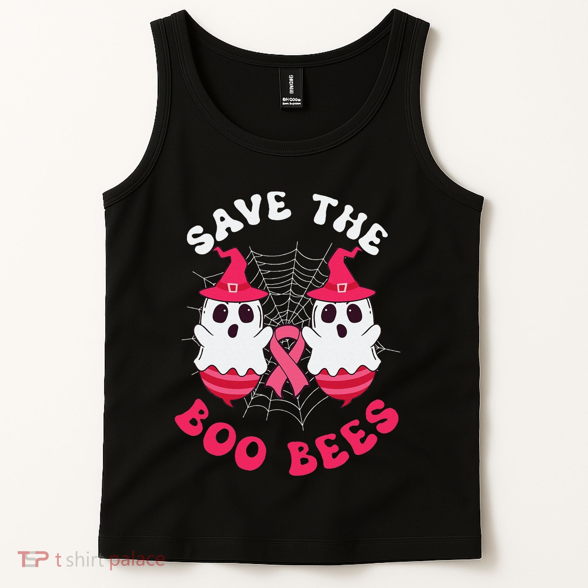 Save The Boo Bees Funny Halloween Breast Cancer Awareness Tank Top