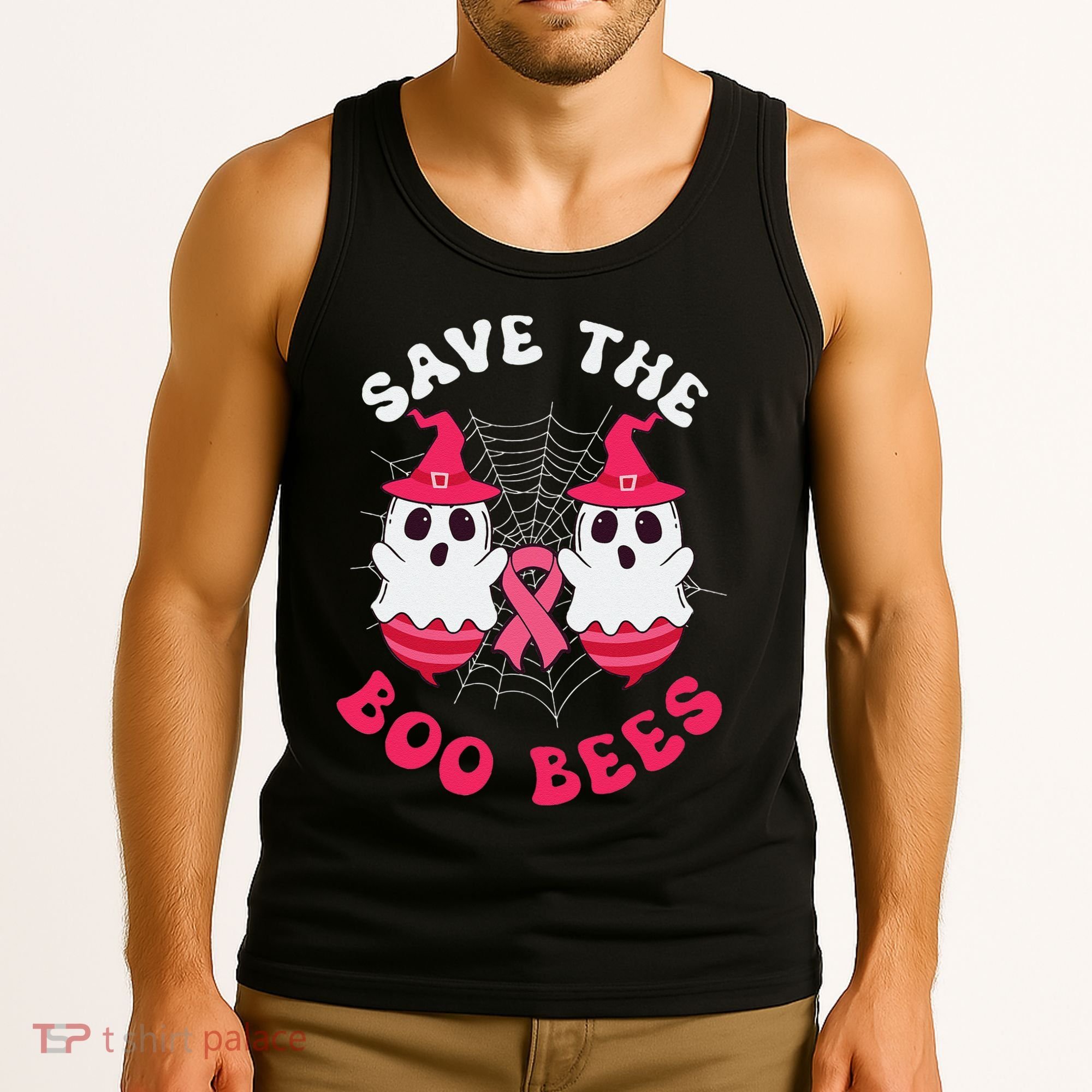 Save The Boo Bees Funny Halloween Breast Cancer Awareness Tank Top