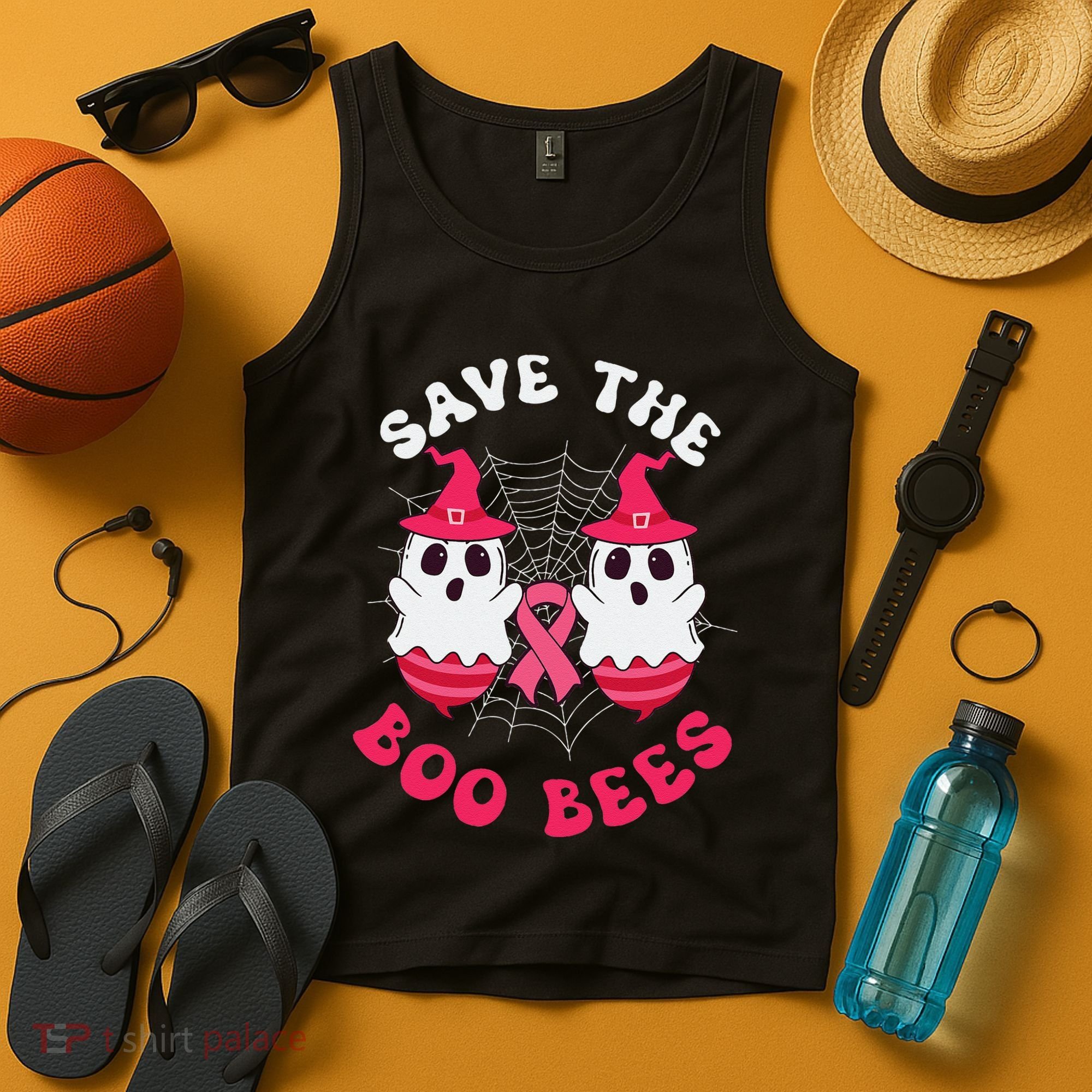 Save The Boo Bees Funny Halloween Breast Cancer Awareness Tank Top