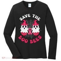 Save The Boo Bees Funny Halloween Breast Cancer Awareness Women's Long Sleeve Shirt thumb 0