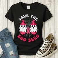 Save The Boo Bees Funny Halloween Breast Cancer Awareness Women's T-Shirt thumb 3
