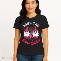 Save The Boo Bees Funny Halloween Breast Cancer Awareness Women's T-Shirt thumb 4