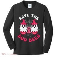 Save The Boo Bees Funny Halloween Breast Cancer Awareness Kids Long Sleeve Shirt thumb 0