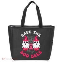 Save The Boo Bees Funny Halloween Breast Cancer Awareness Tote Bag thumb 0