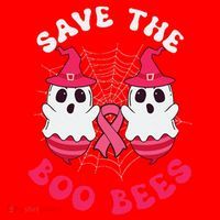 Save The Boo Bees Funny Halloween Breast Cancer Awareness Santa Hat thumb 1