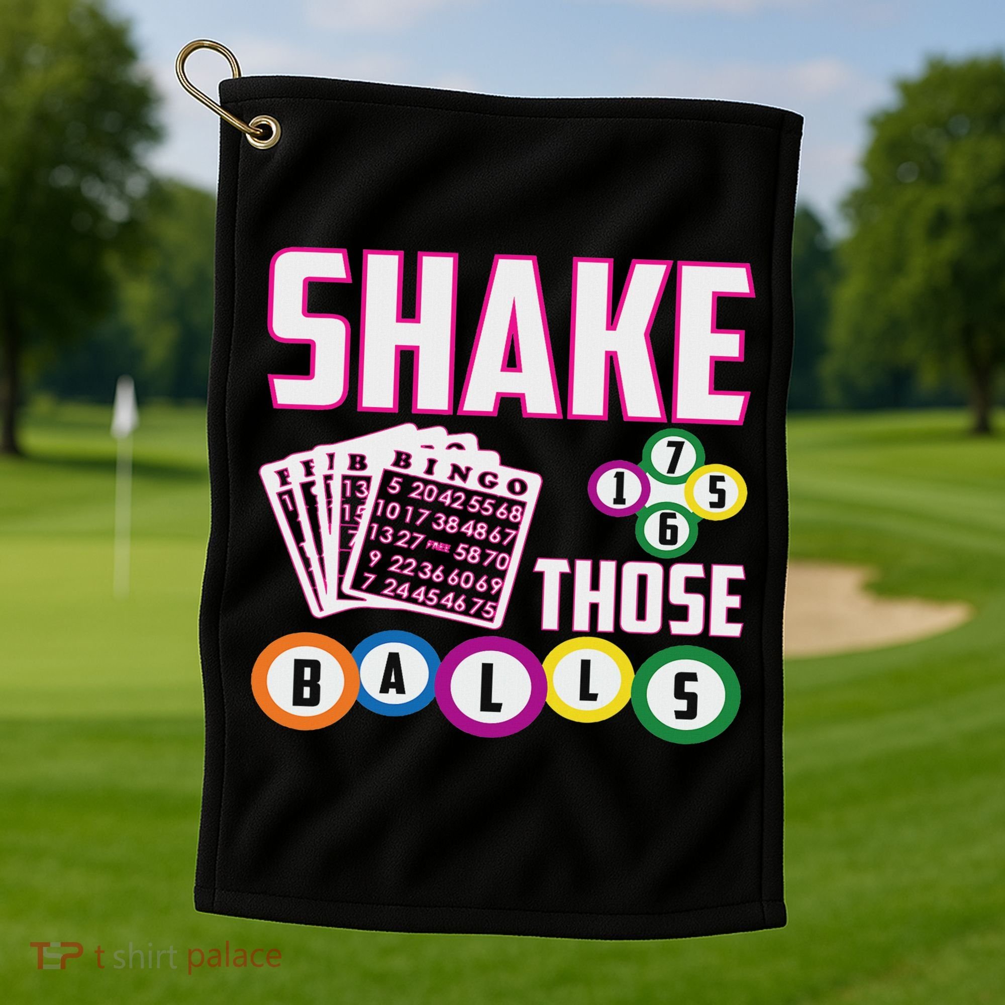 Shake Those Balls Funny Bingo Golf Towel