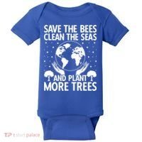 Save The Bees Clean The Seas Plant More Trees Earth Day Gift Baby Bodysuit thumb 0