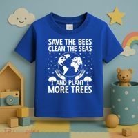 Save The Bees Clean The Seas Plant More Trees Earth Day Gift Toddler T-Shirt thumb 3