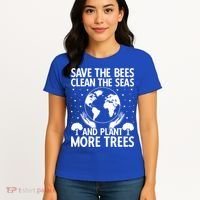 Save The Bees Clean The Seas Plant More Trees Earth Day Gift Women's T-Shirt thumb 4