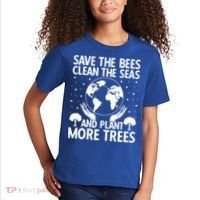 Save The Bees Clean The Seas Plant More Trees Earth Day Gift Kids T-Shirt thumb 2