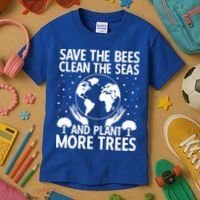 Save The Bees Clean The Seas Plant More Trees Earth Day Gift Kids T-Shirt thumb 3