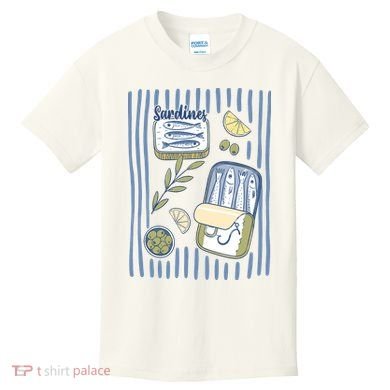 Sardines Tin Coastal Mediterranean Seafood Kids T-Shirt