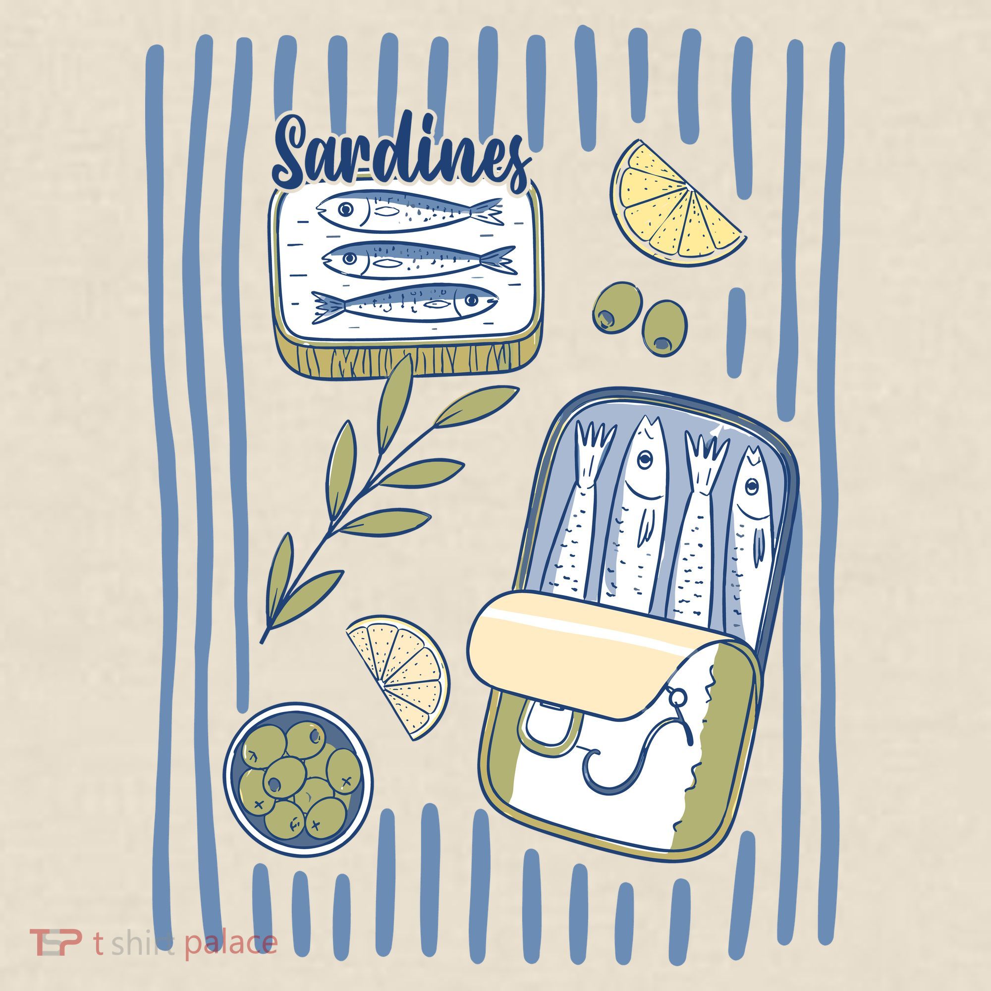 Sardines Tin Coastal Mediterranean Seafood Kids T-Shirt