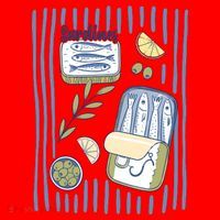 Sardines Tin Coastal Mediterranean Seafood Santa Hat thumb 1