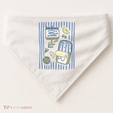 Sardines Tin Coastal Mediterranean Seafood USA-Made Doggie Bandana