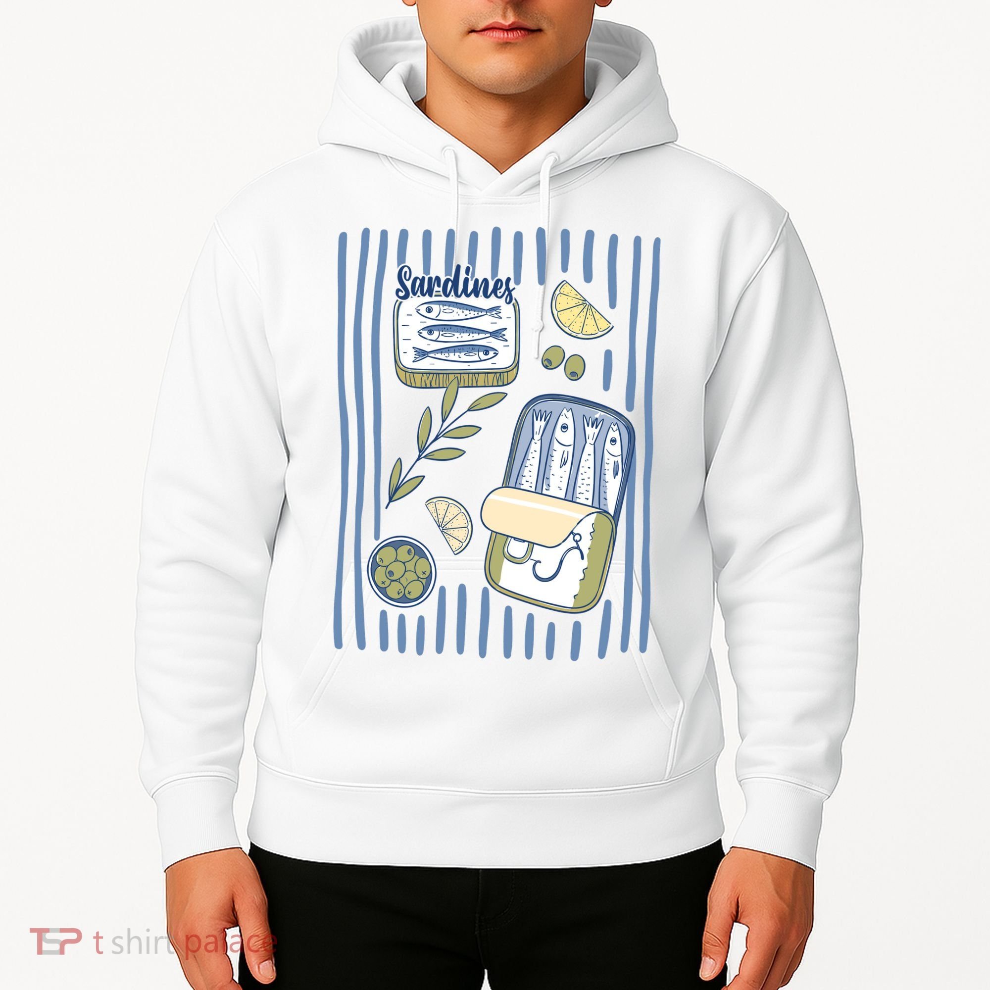 Sardines Tin Coastal Mediterranean Seafood Hoodie
