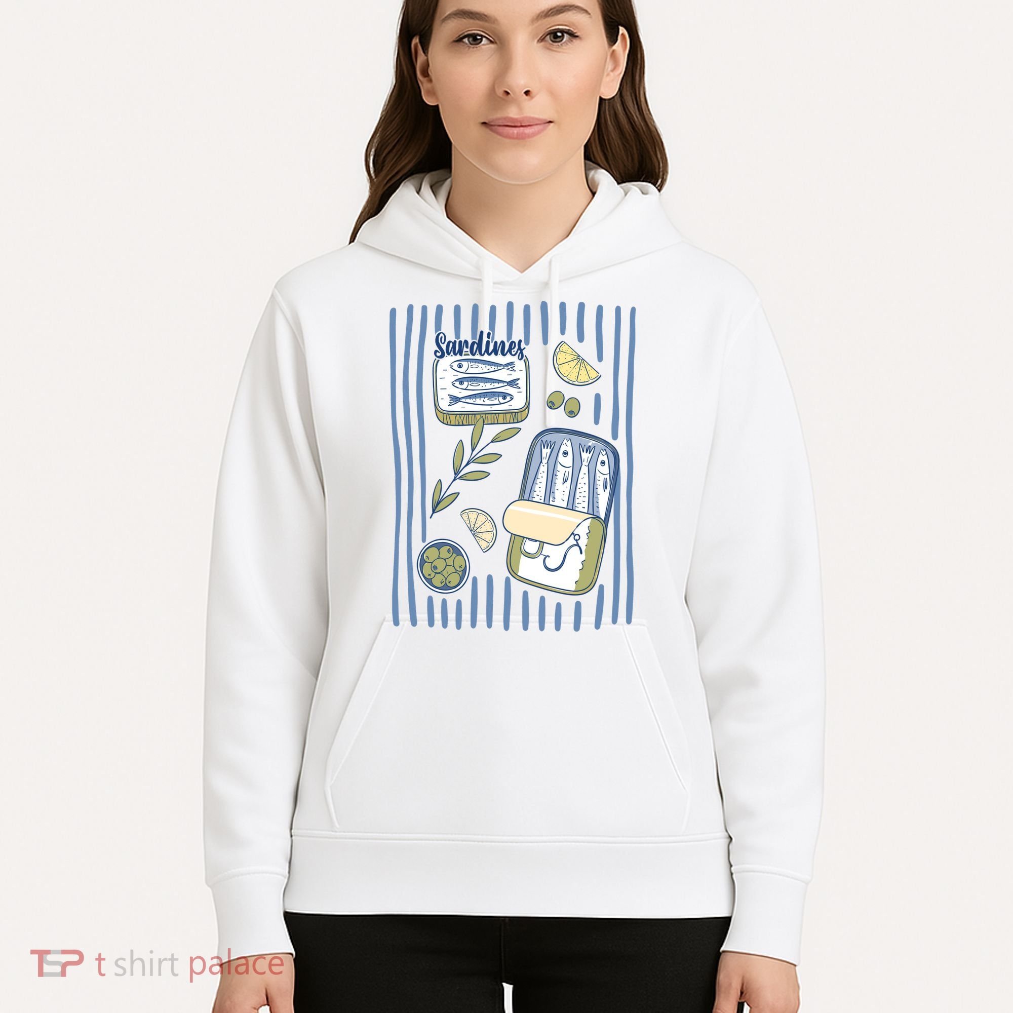 Sardines Tin Coastal Mediterranean Seafood Hoodie