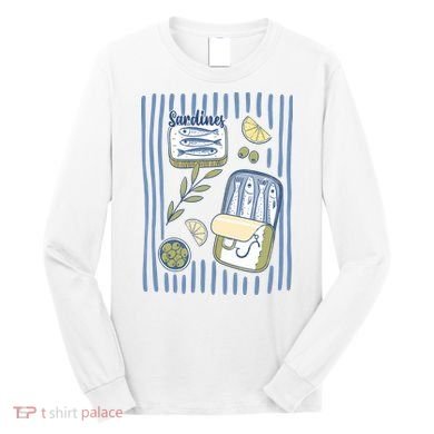 Sardines Tin Coastal Mediterranean Seafood Long Sleeve Shirt