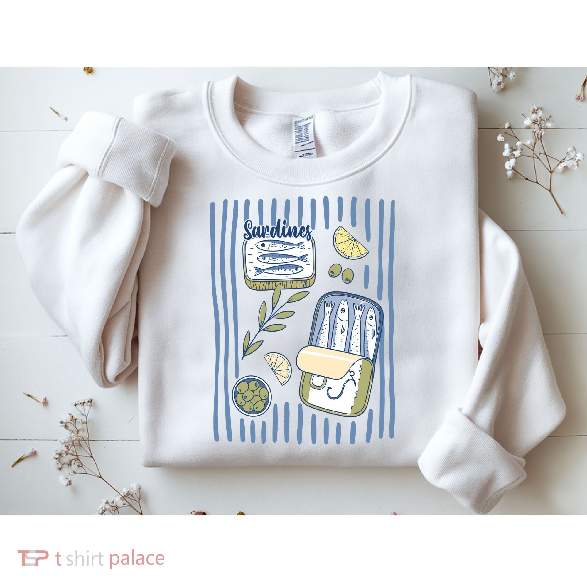 Sardines Tin Coastal Mediterranean Seafood Sweatshirt
