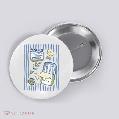 Sardines Tin Coastal Mediterranean Seafood Button