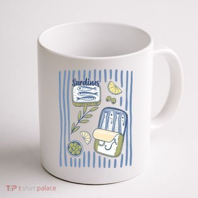 Sardines Tin Coastal Mediterranean Seafood Coffee Mug back