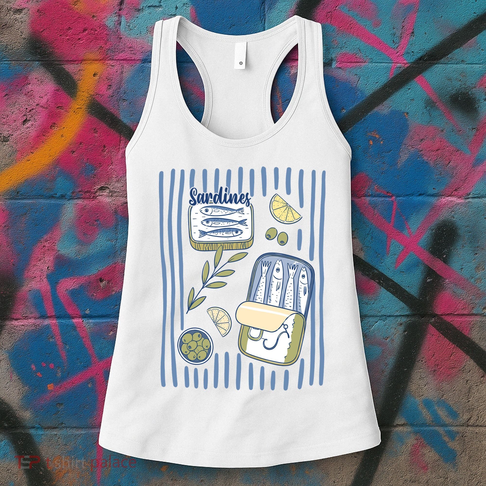 Sardines Tin Coastal Mediterranean Seafood Women's Tank Top