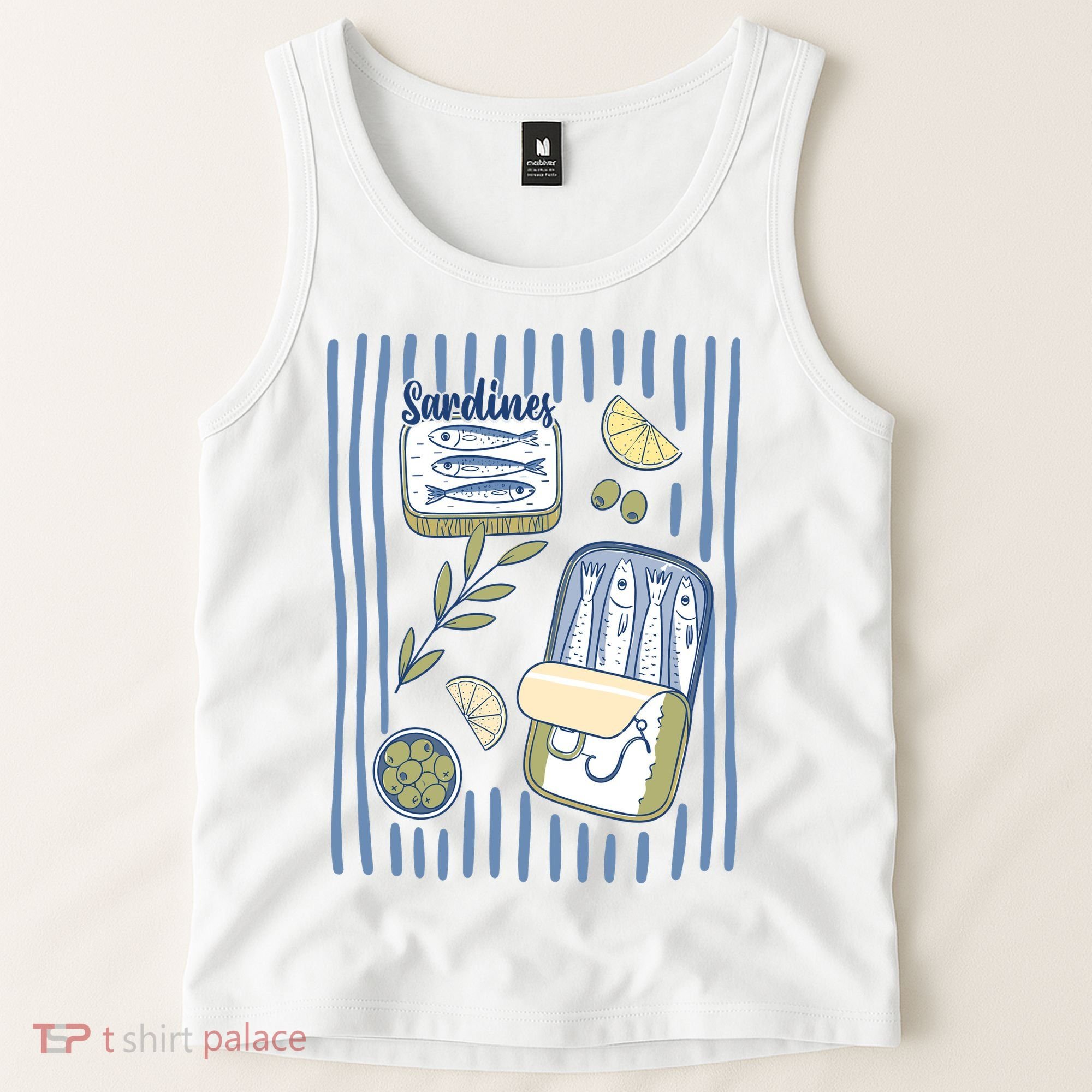 Sardines Tin Coastal Mediterranean Seafood Tank Top