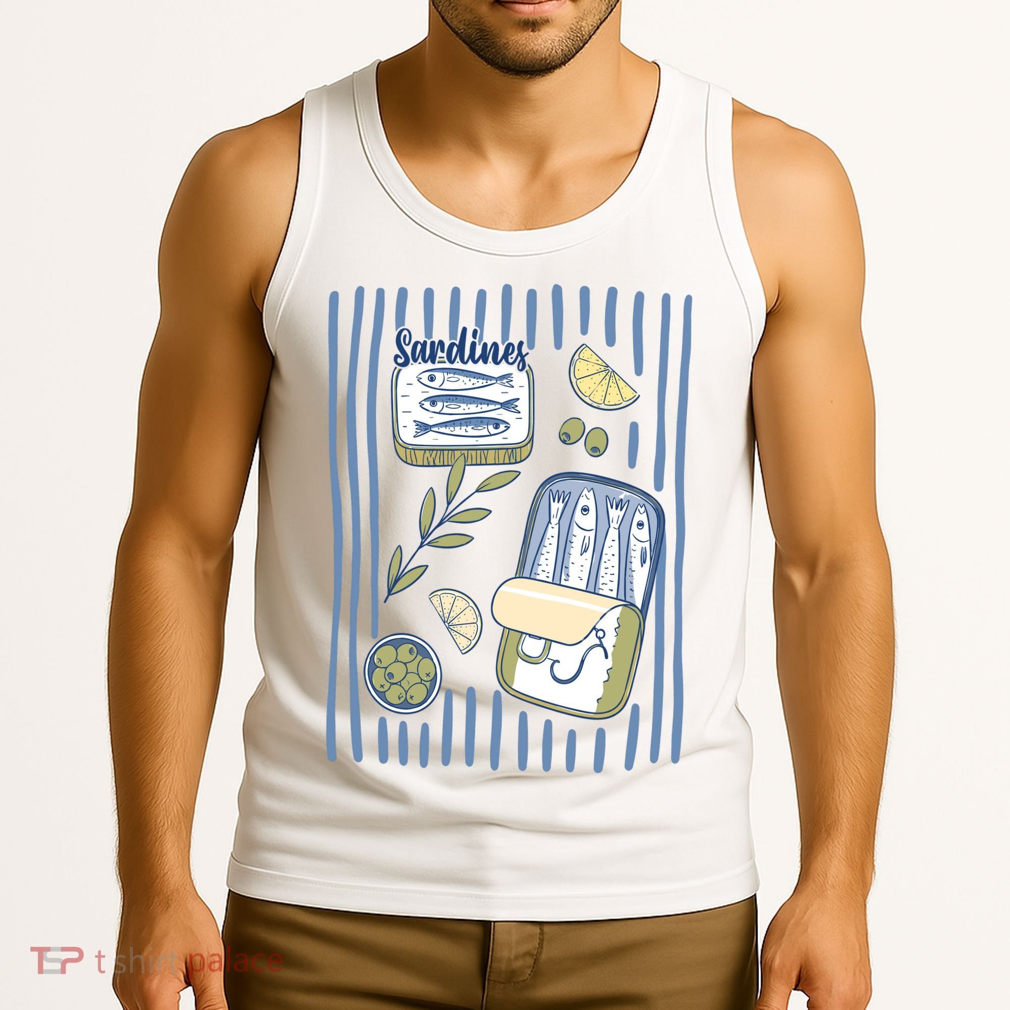 Sardines Tin Coastal Mediterranean Seafood Tank Top