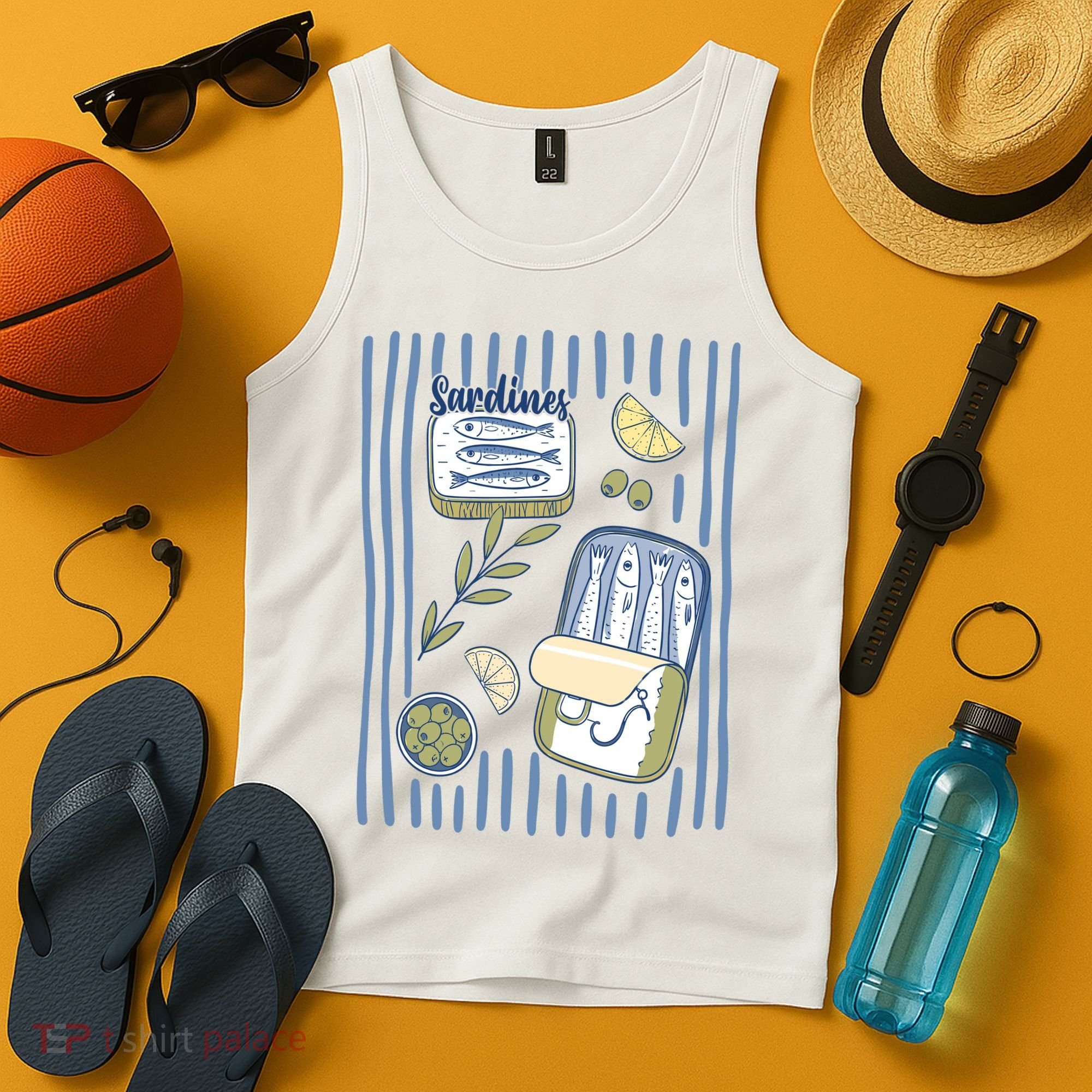 Sardines Tin Coastal Mediterranean Seafood Tank Top