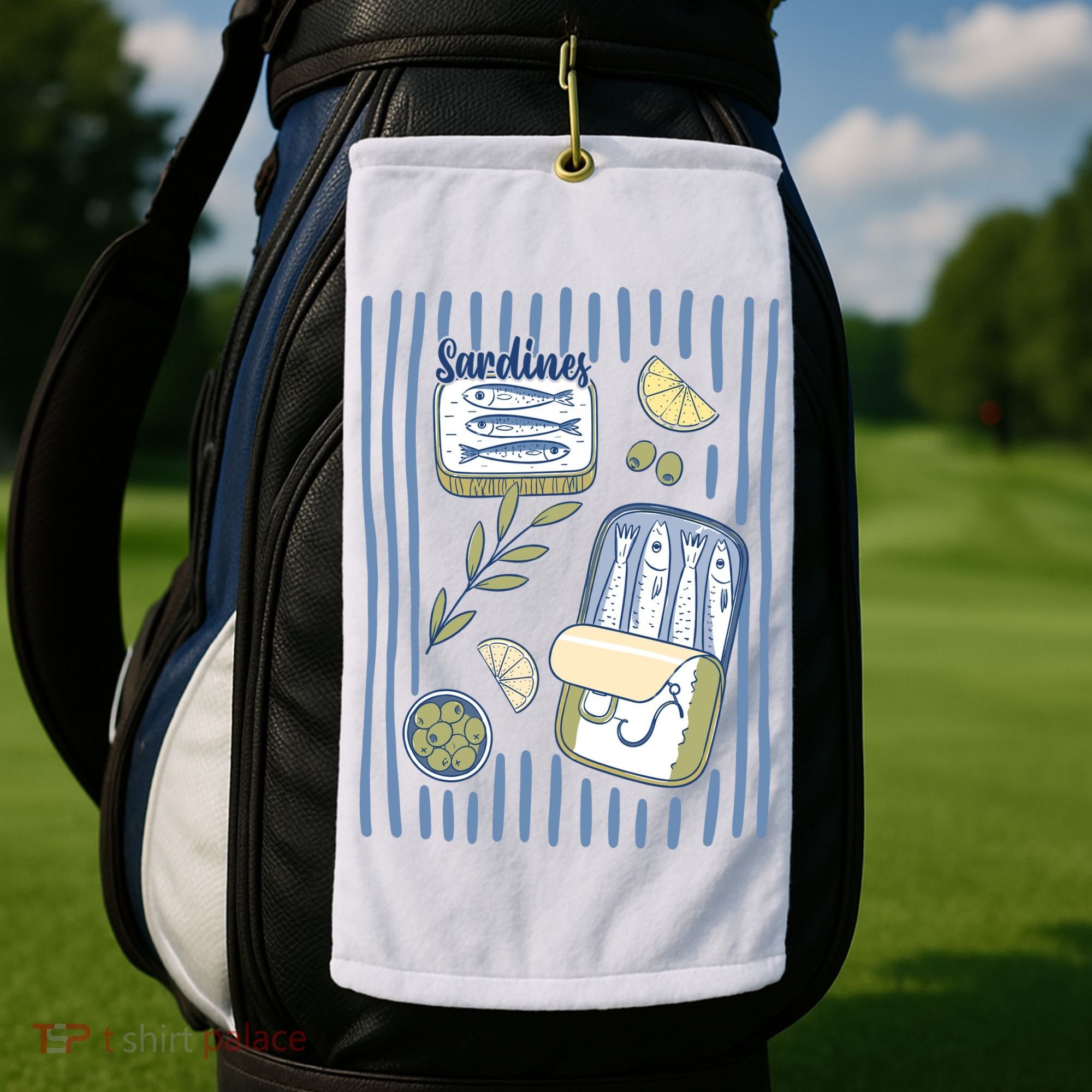Sardines Tin Coastal Mediterranean Seafood Golf Towel