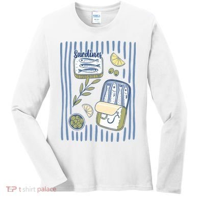 Sardines Tin Coastal Mediterranean Seafood Women's Long Sleeve Shirt