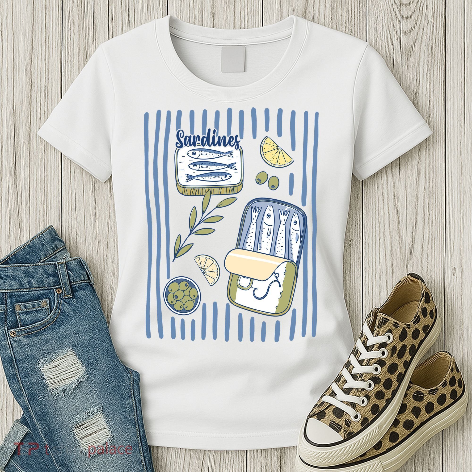 Sardines Tin Coastal Mediterranean Seafood Women's T-Shirt