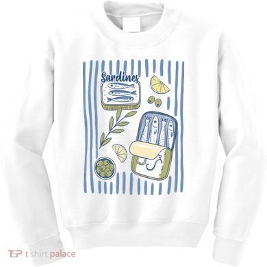Sardines Tin Coastal Mediterranean Seafood Kids Sweatshirt
