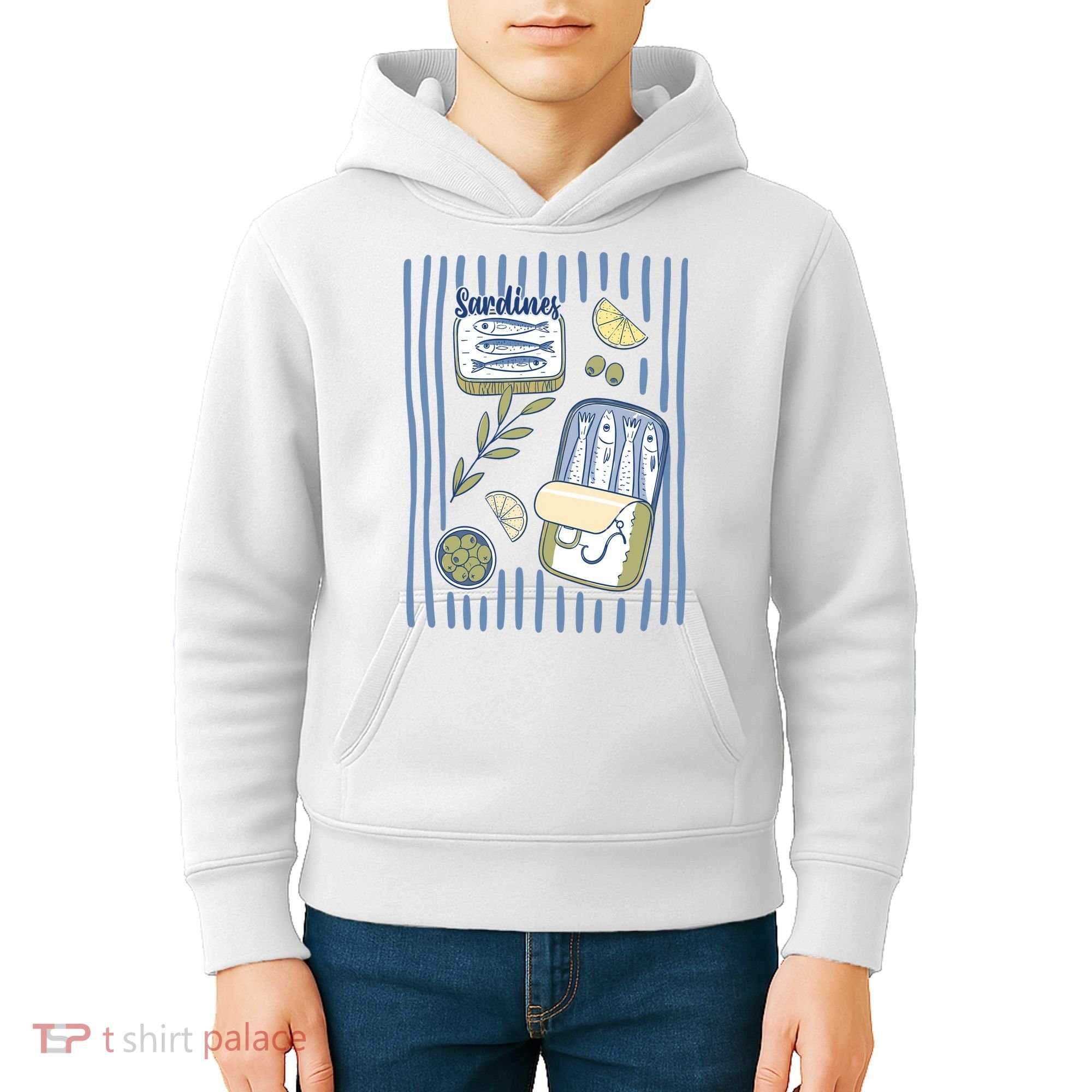 Sardines Tin Coastal Mediterranean Seafood Kids Hoodie