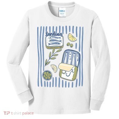 Sardines Tin Coastal Mediterranean Seafood Kids Long Sleeve Shirt