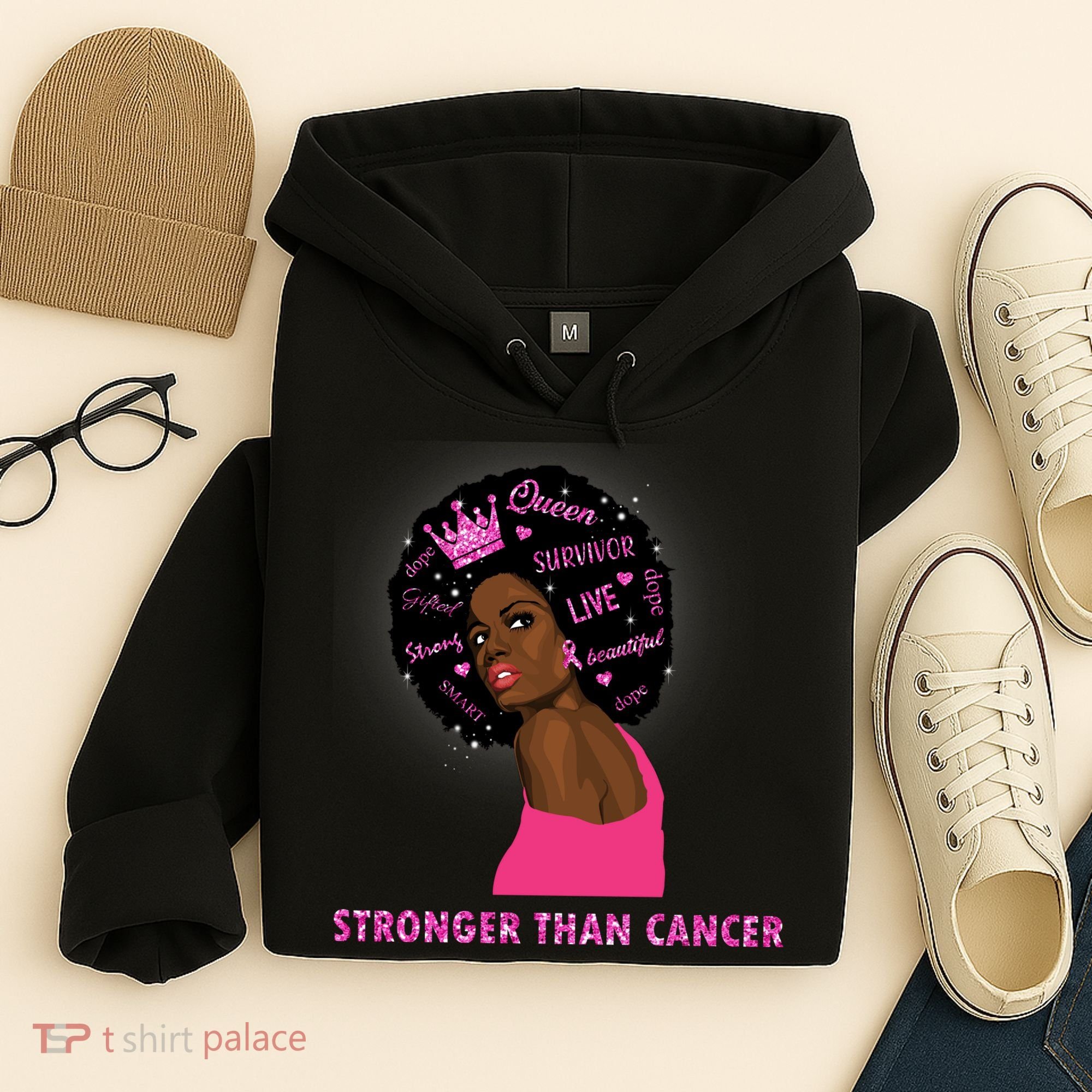 Stronger Than Cancer African American Woman Hoodie