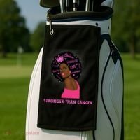 Stronger Than Cancer African American Woman Golf Towel thumb 2